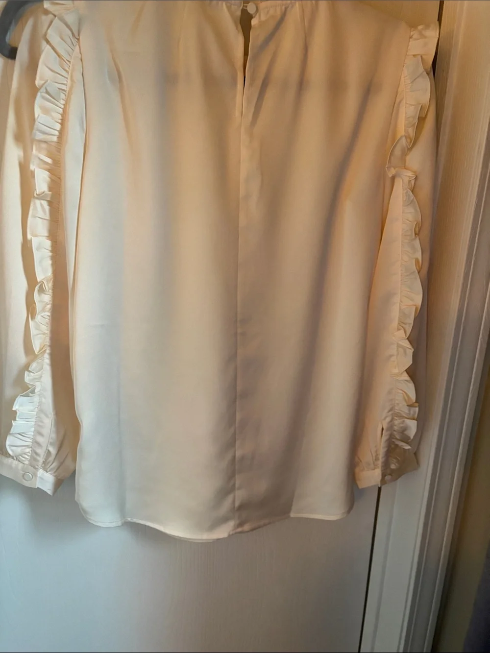 J. Crew Cream Ruffle-Trim Long Sleeve Blouse